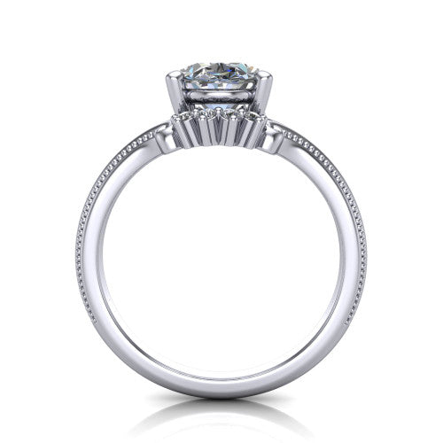 Valeria Oval Shape Halo Engagement Ring in Platinum