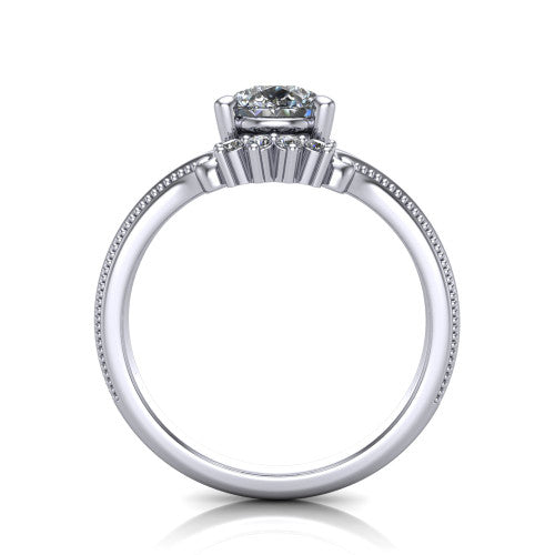Valeria Pear Shape Halo Engagement Ring in Platinum