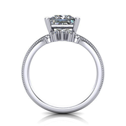 Valeria Princess Shape Halo Engagement Ring in Platinum