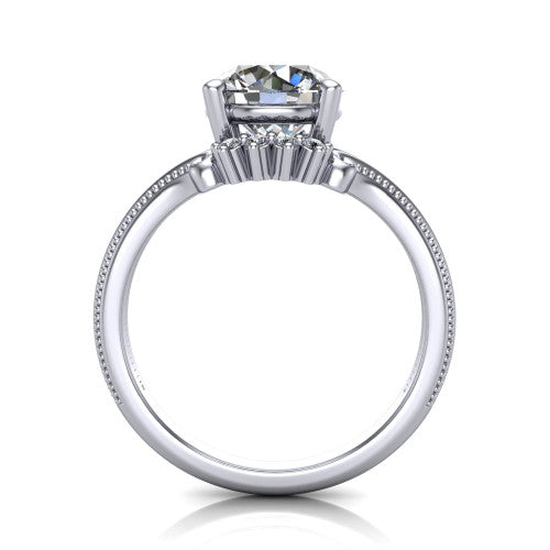 Valeria Round Shape Halo Engagement Ring in 14K White Gold