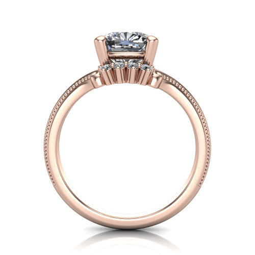 Valeria Cushion Shape Halo Engagement Ring in 14K Rose Gold