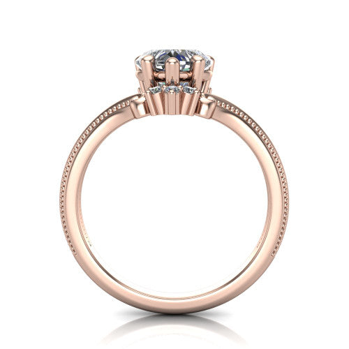 Valeria Heart Shape Halo Engagement Ring in 14K Rose Gold