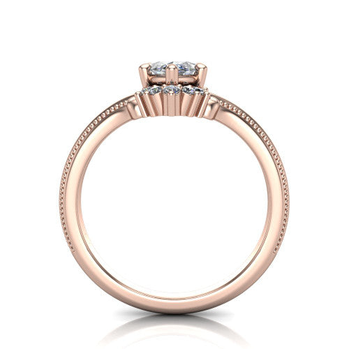 Valeria Marquise Shape Halo Engagement Ring in 14K Rose Gold