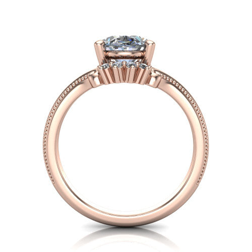Valeria Oval Shape Halo Engagement Ring in 18K Rose Gold