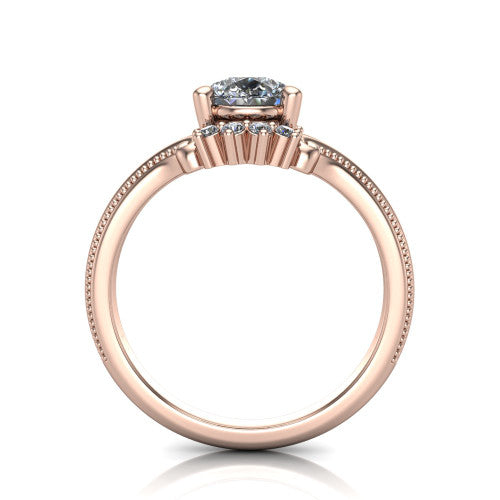 Valeria Pear Shape Halo Engagement Ring in 14K Rose Gold