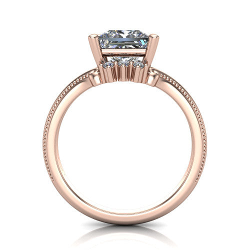 Valeria Princess Shape Halo Engagement Ring in 18K Rose Gold
