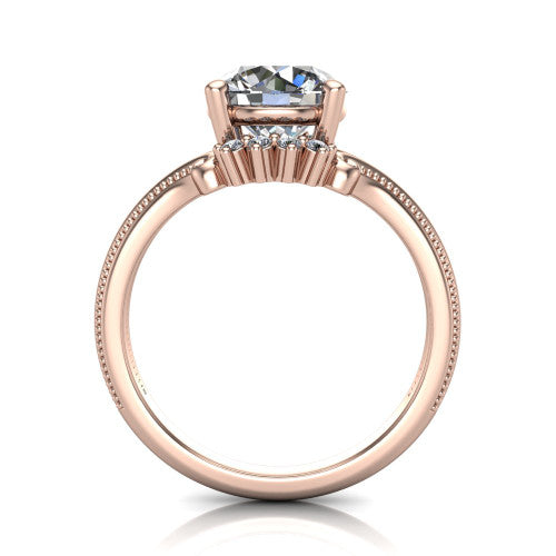 Valeria Round Shape Halo Engagement Ring in 18K Rose Gold