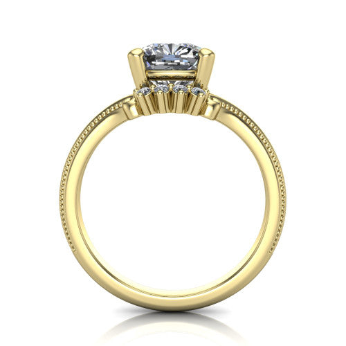 Valeria Cushion Shape Halo Engagement Ring in 14K Yellow Gold
