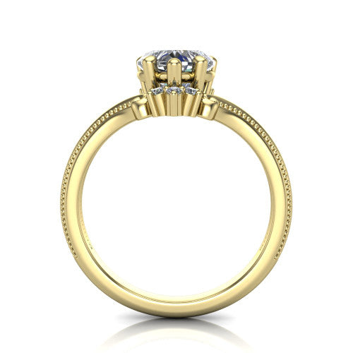 Valeria Heart Shape Halo Engagement Ring in 14K Yellow Gold