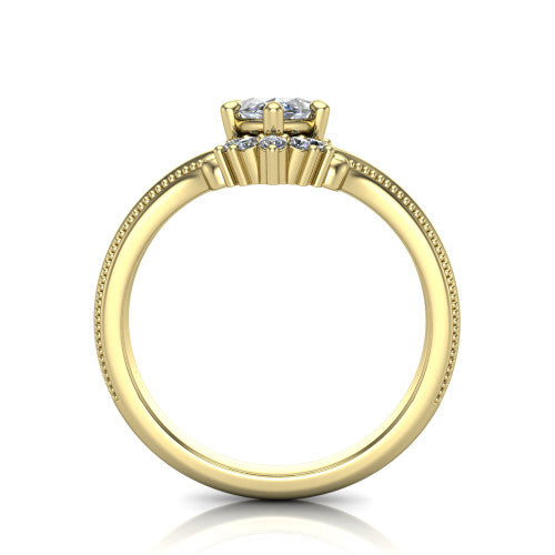 Valeria Marquise Shape Halo Engagement Ring in 14K Yellow Gold