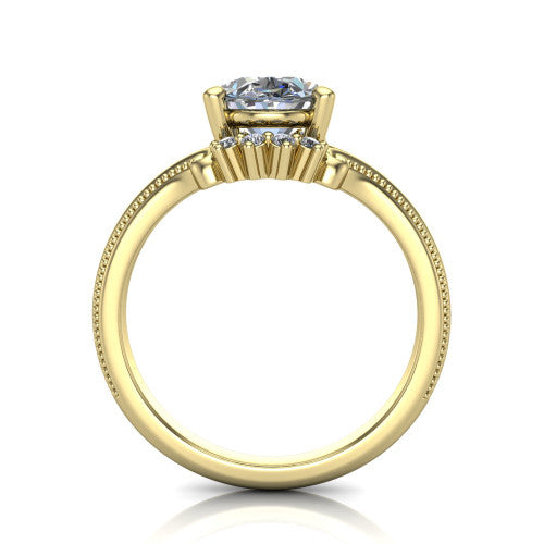 Valeria Oval Shape Halo Engagement Ring in 18K Yellow Gold
