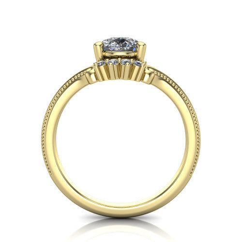 Valeria Pear Shape Halo Engagement Ring in 14K Yellow Gold