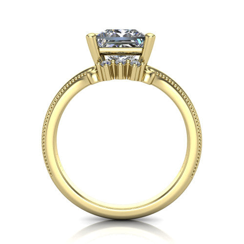 Valeria Princess Shape Halo Engagement Ring in 14K Yellow Gold