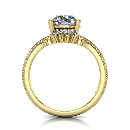 Valeria Round Shape Halo Engagement Ring in 18K Yellow Gold