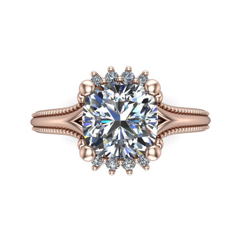Valeria Cushion Shape Halo Engagement Ring in 18K Rose Gold