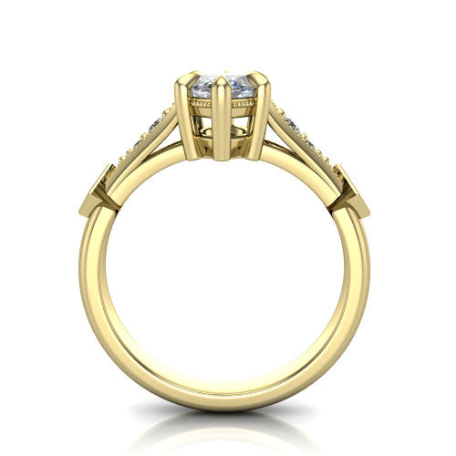 Emerson marquise solitaire engagement ring in 18K Yellow Gold, through-finger front profile showing the open under-gallery and kite accents from the front