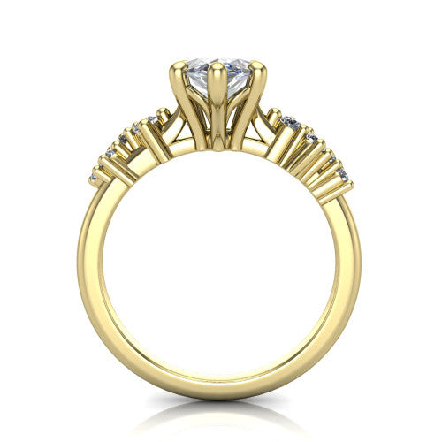 Georgia marquise classic engagement ring in 14K Yellow Gold, through-finger front profile showing the decorative basket gallery and accent clusters from the front