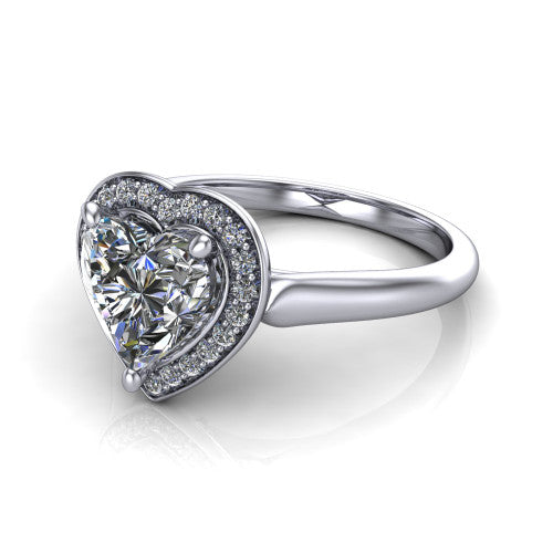 Wren Heart Shape Halo Engagement Ring in Platinum
