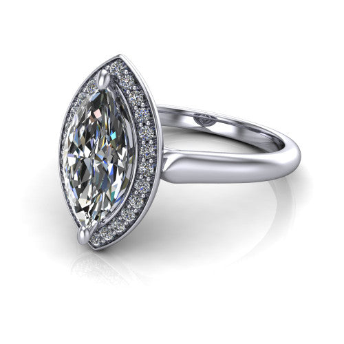 Wren Marquise Shape Halo Engagement Ring in Platinum