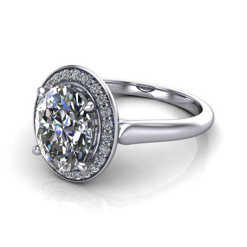 Wren Oval Shape Halo Engagement Ring in Platinum