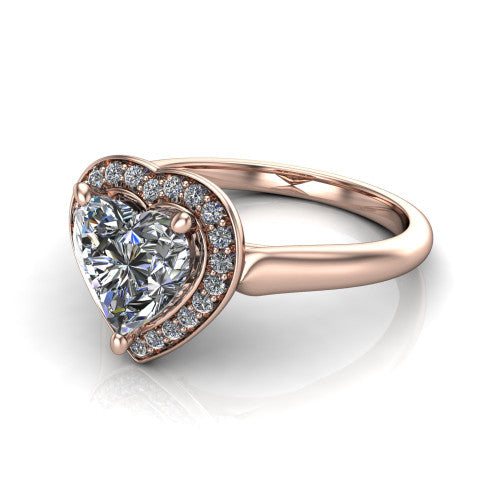 Wren Heart Shape Halo Engagement Ring in 18K Rose Gold