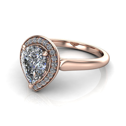 Wren Pear Shape Halo Engagement Ring in 14K Rose Gold