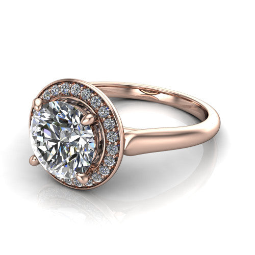 Wren Round Shape Halo Engagement Ring in 14K Rose Gold
