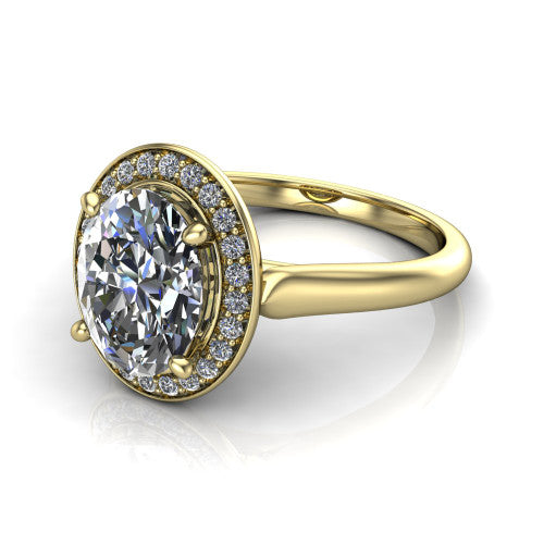Wren Oval Shape Halo Engagement Ring in 14K Yellow Gold