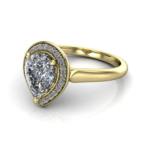 Wren Pear Shape Halo Engagement Ring in 14K Yellow Gold