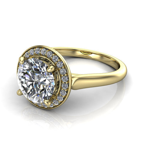 Wren Round Shape Halo Engagement Ring in 14K Yellow Gold