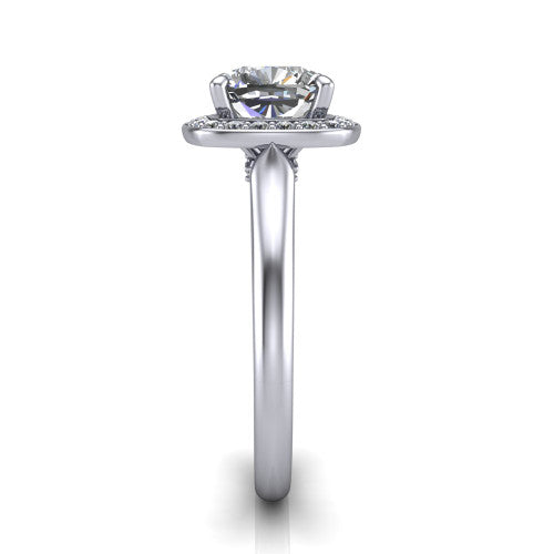 Wren Cushion Shape Halo Engagement Ring in 18K White Gold