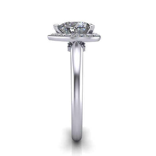 Wren Heart Shape Halo Engagement Ring in 14K White Gold