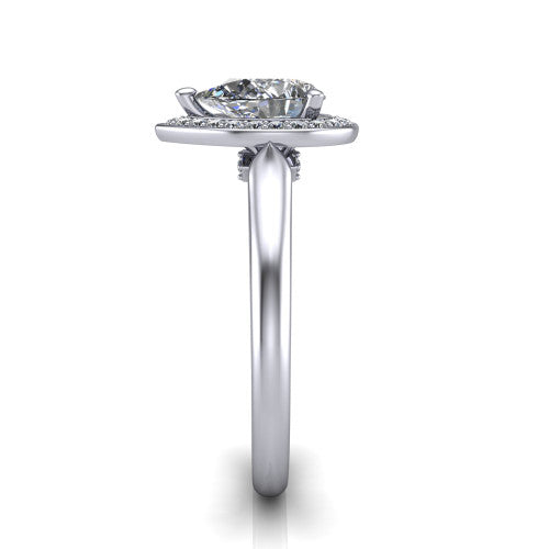 Wren Pear Shape Halo Engagement Ring in 18K White Gold