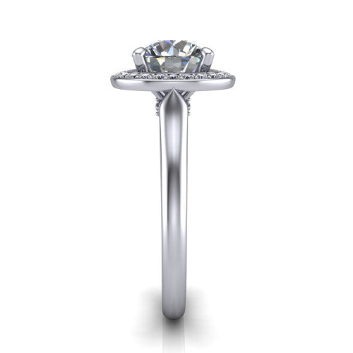 Wren Round Shape Halo Engagement Ring in 18K White Gold