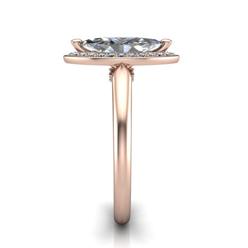 Wren Marquise Shape Halo Engagement Ring in 14K Rose Gold
