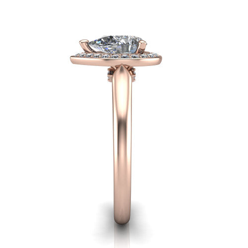 Wren Pear Shape Halo Engagement Ring in 18K Rose Gold