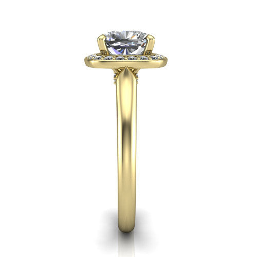 Wren Cushion Shape Halo Engagement Ring in 14K Yellow Gold