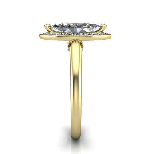 Wren Marquise Shape Halo Engagement Ring in 18K Yellow Gold