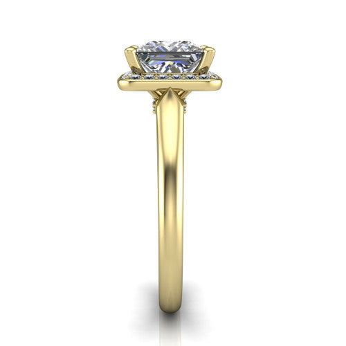 Wren Princess Shape Halo Engagement Ring in 14K Yellow Gold