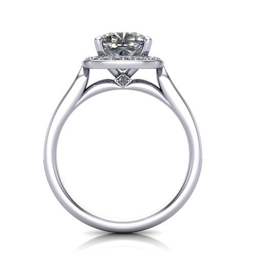 Wren Cushion Shape Halo Engagement Ring in Platinum