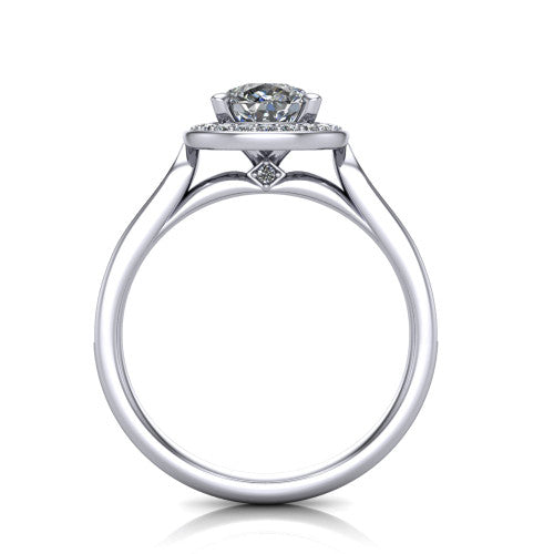 Wren Pear Shape Halo Engagement Ring in 18K White Gold