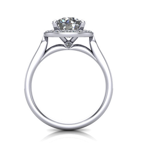 Wren Round Shape Halo Engagement Ring in Platinum