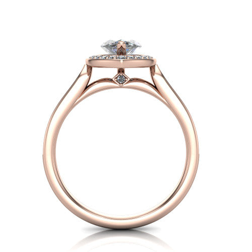Wren Marquise Shape Halo Engagement Ring in 14K Rose Gold
