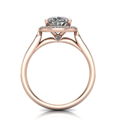 Wren Oval Shape Halo Engagement Ring in 18K Rose Gold