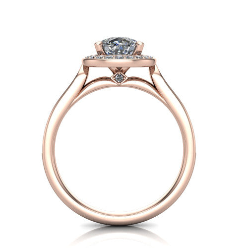 Wren Pear Shape Halo Engagement Ring in 18K Rose Gold