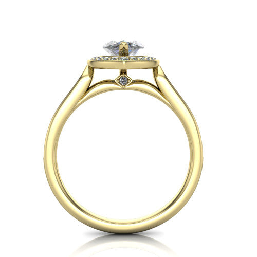 Wren Marquise Shape Halo Engagement Ring in 14K Yellow Gold