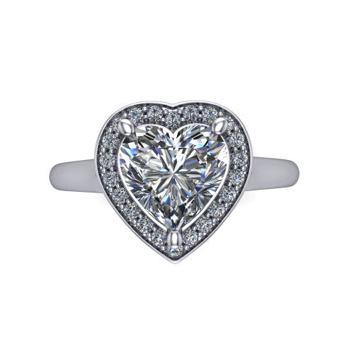 Wren Heart Shape Halo Engagement Ring in 14K White Gold