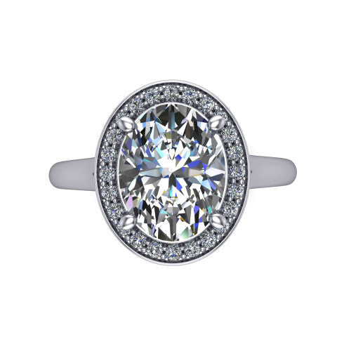 Wren Oval Shape Halo Engagement Ring in 18K White Gold