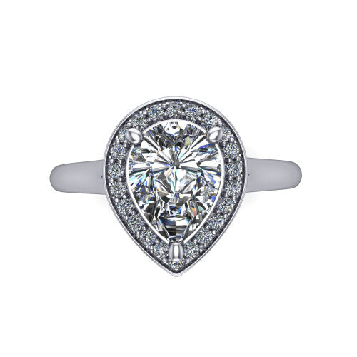Wren Pear Shape Halo Engagement Ring in 18K White Gold
