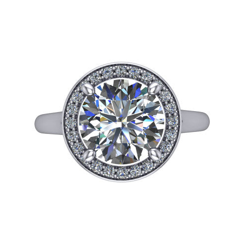 Wren Round Shape Halo Engagement Ring in 14K White Gold